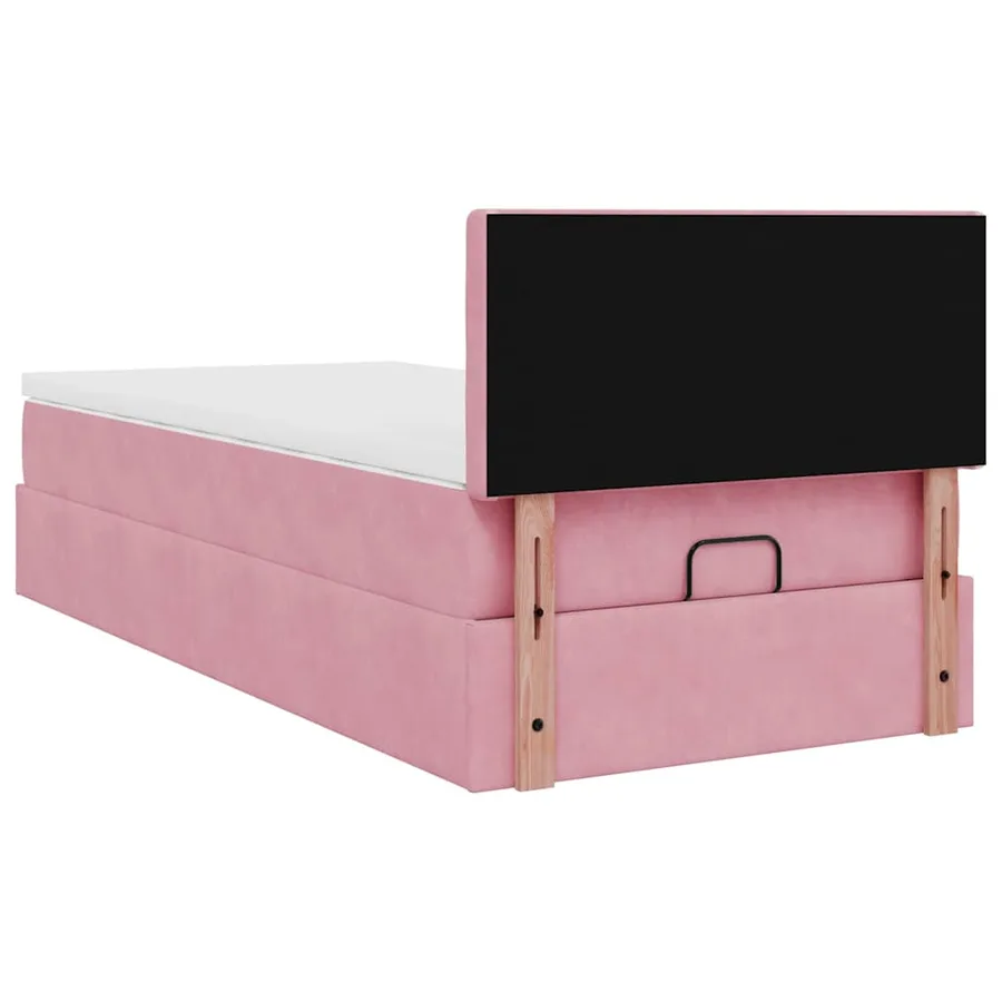 Lit ottoman avec matelas et LED rose 80x200cm velours - 12