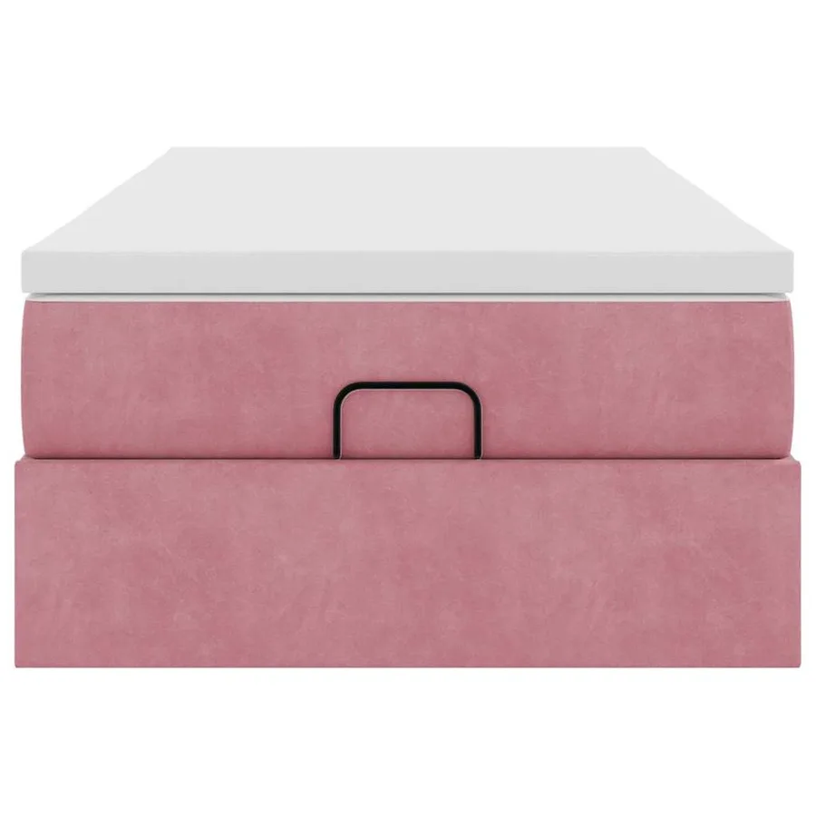 Cadre de lit ottoman avec matelas rose 80x200 cm velours - 7