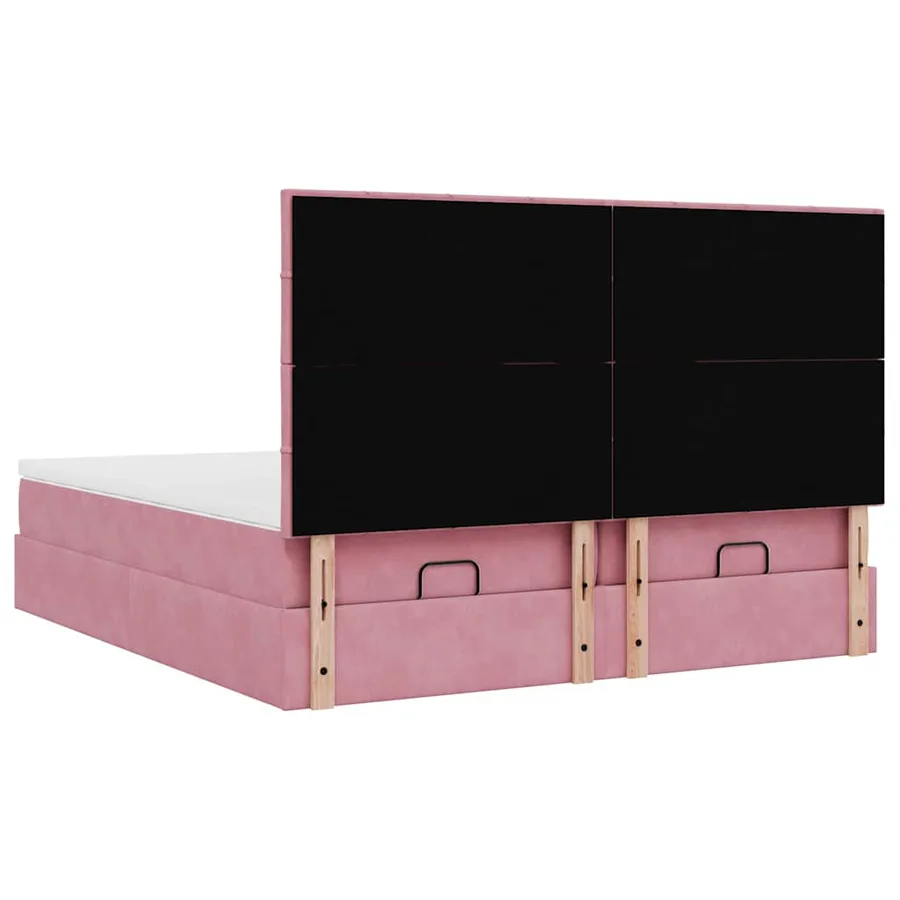 Cadre de lit ottoman avec matelas rose 160x200 cm velours - 10