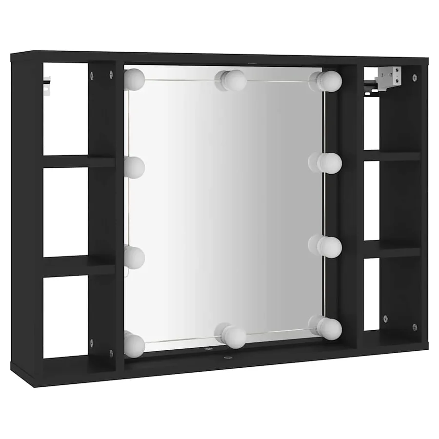 Armoire à miroir avec LED noir 76x15x55 cm - 3