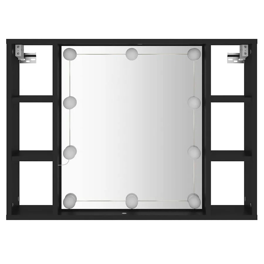Armoire à miroir avec LED noir 76x15x55 cm - 7