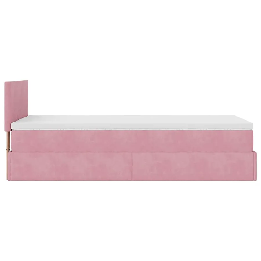 Cadre de lit ottoman avec matelas rose 80x200 cm velours - 10