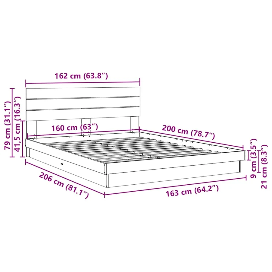 Cadre de lit avec tête de lit sans matelas 160 x 200 cm - 11