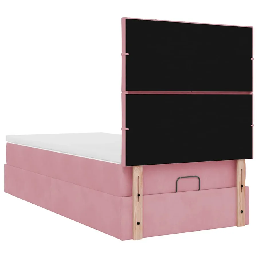 Cadre de lit ottoman avec matelas rose 80x200 cm velours - 9