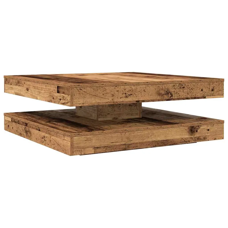 Table basse rotative à 360 degrés vieux bois 90x90x34,5 cm - 2