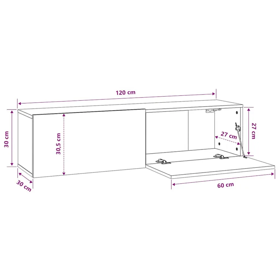 Meuble TV mural vieux bois 120x30x30 cm bois d'ingénierie - 10