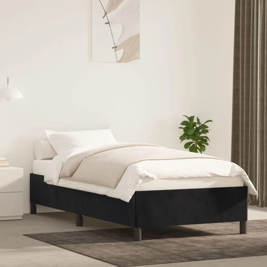 Cadre de lit sans matelas noir 90x200 cm velours
