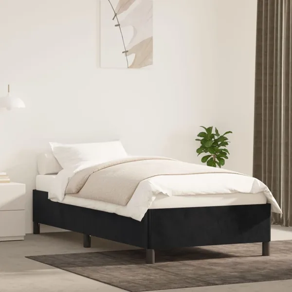 Cadre de lit sans matelas noir 90x200 cm velours