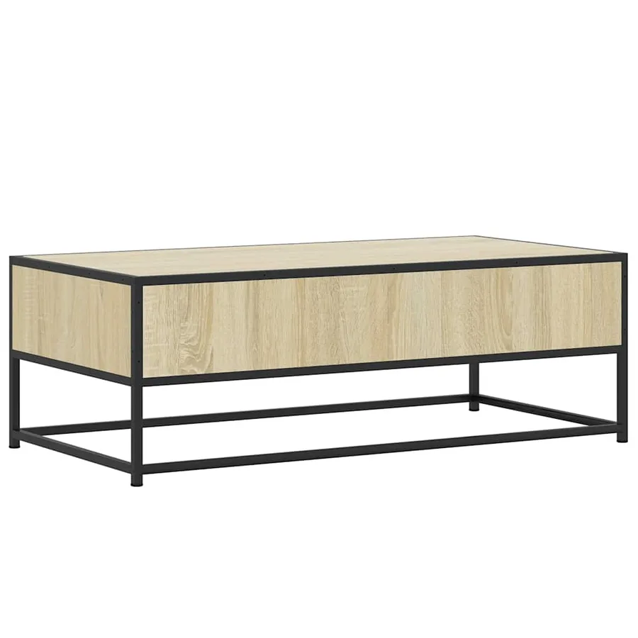 Table basse chêne sonoma 100x50x35cm bois d'ingénierie et métal - 7