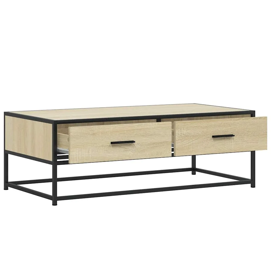 Table basse chêne sonoma 100x50x35cm bois d'ingénierie et métal - 8
