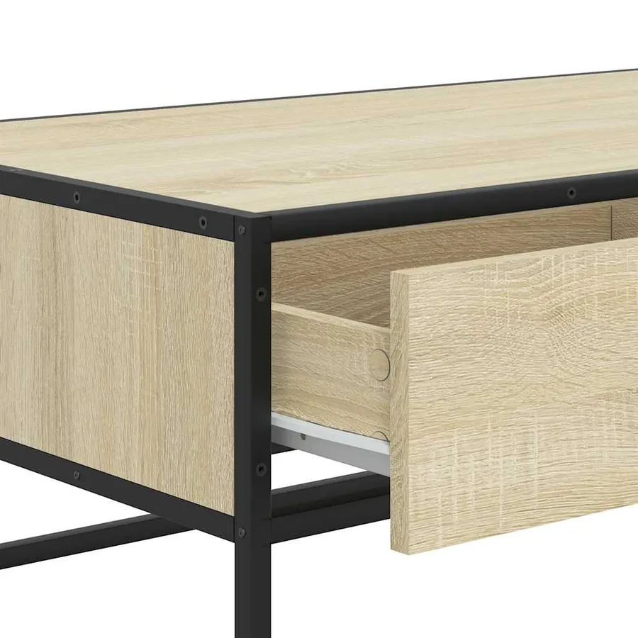 Table basse chêne sonoma 100x50x35cm bois d'ingénierie et métal - 9