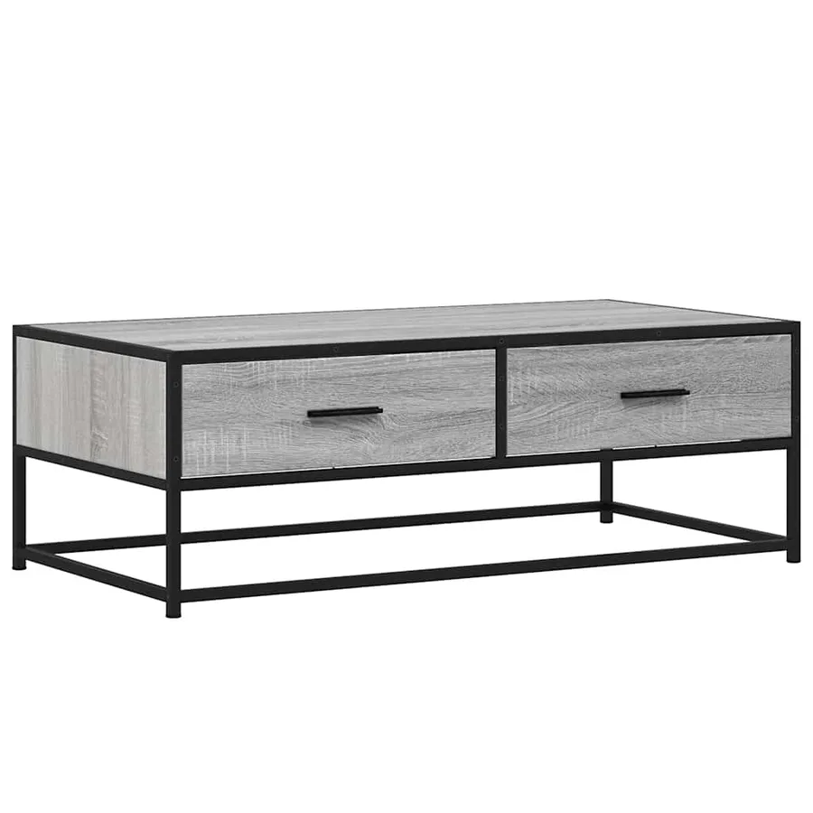 Table basse sonoma gris 100x50x35 cm bois d'ingénierie et métal - 2