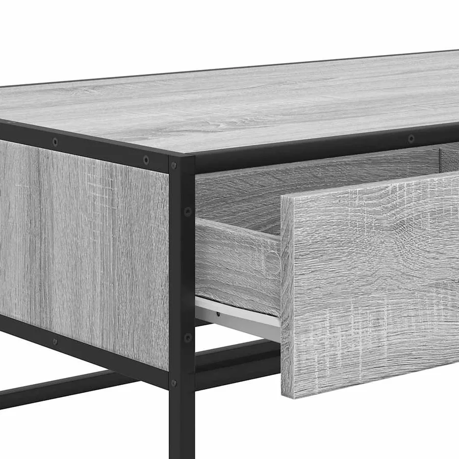 Table basse sonoma gris 100x50x35 cm bois d'ingénierie et métal - 9