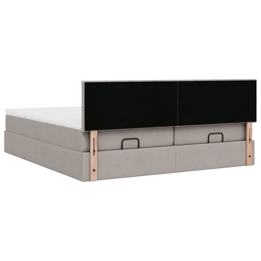 Cadre de lit ottoman avec matelas taupe 200x200cm tissu - 12