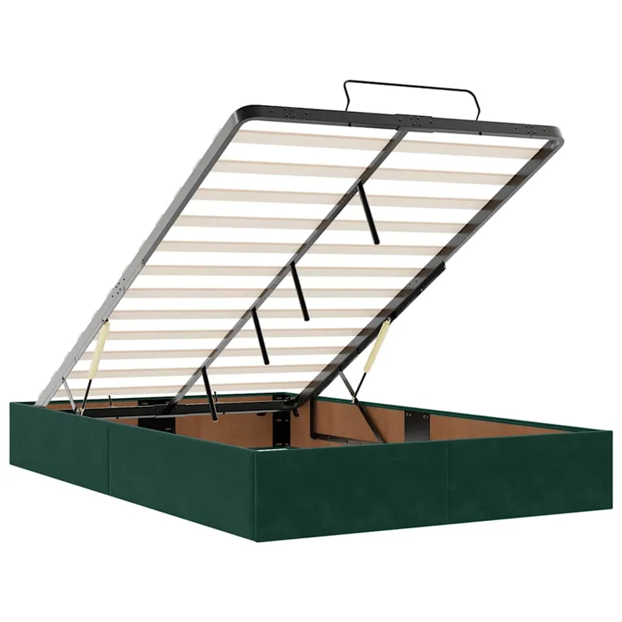 Lit ottoman avec matelas et LED vert foncé 90x200cm velours - 13