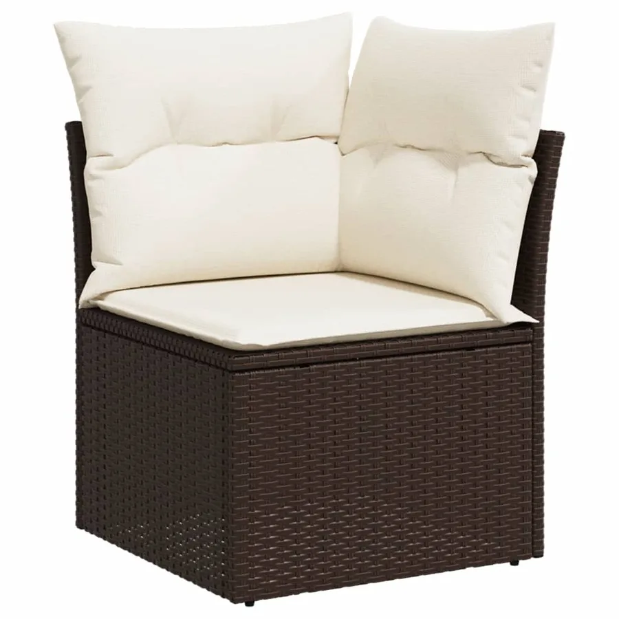 Salon de jardin avec coussins 9 pcs marron résine tressée - 5
