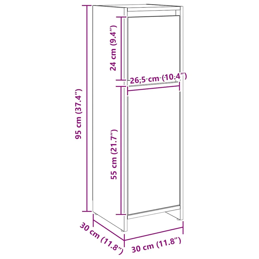 Armoire de bain chêne artisanal 30x30x95 cm bois d'ingénierie - 10