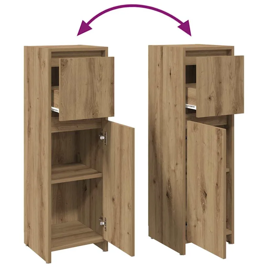 Armoire de bain chêne artisanal 30x30x95 cm bois d'ingénierie - 7