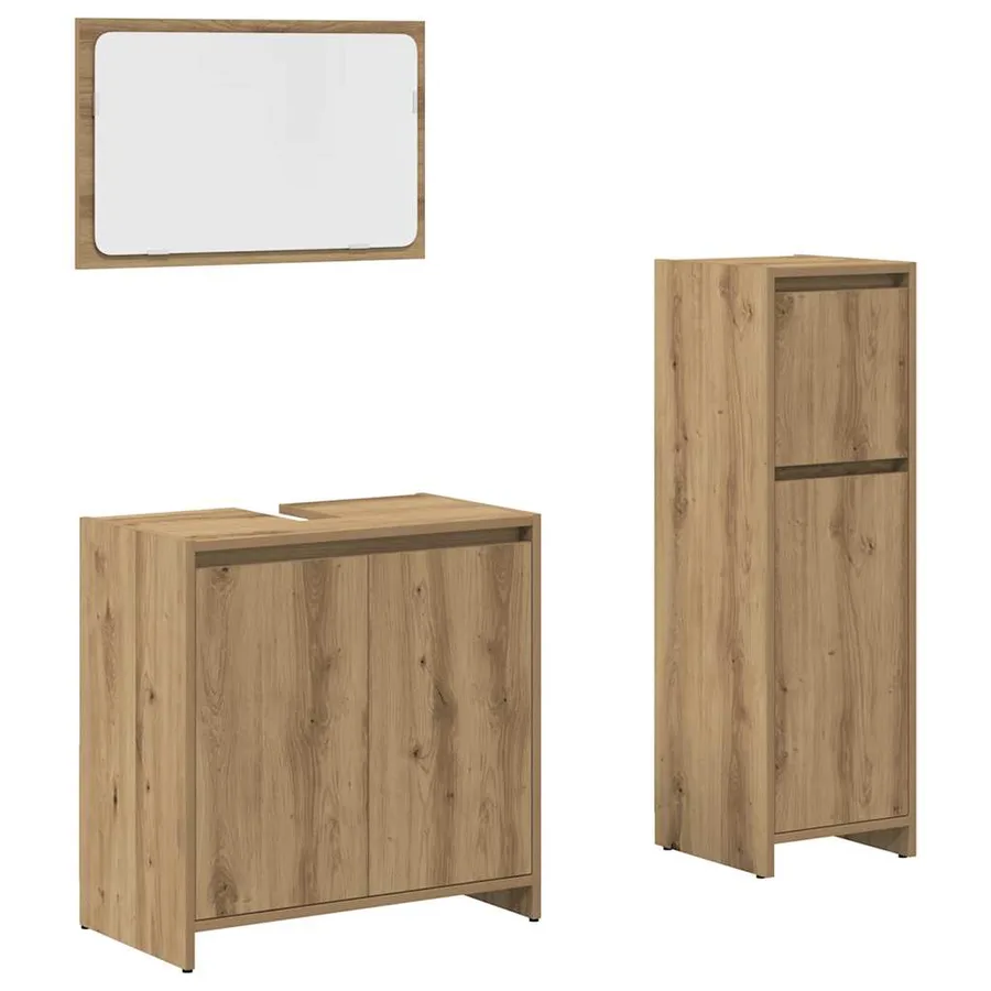 Ensemble de meubles salle de bain 3 pcs bois d'ingénierie - 2
