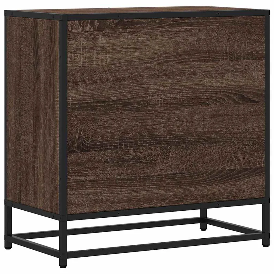 Table de chevet chêne marron 60x31x60 cm bois ingénierie métal - 7