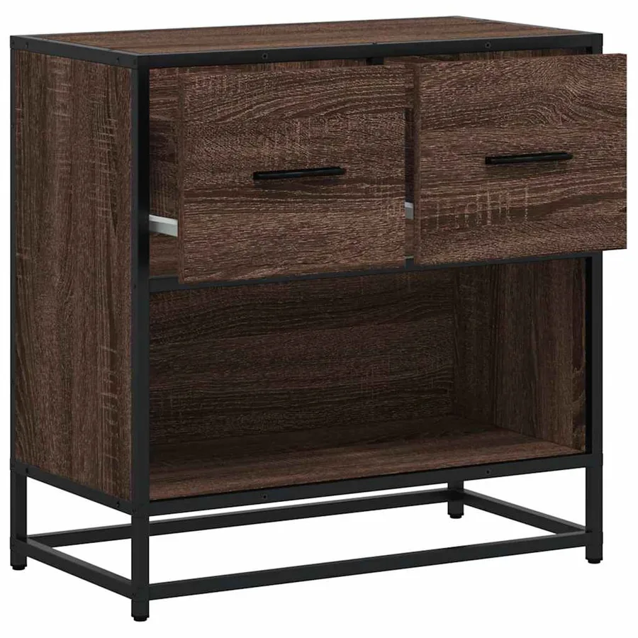 Table de chevet chêne marron 60x31x60 cm bois ingénierie métal - 8