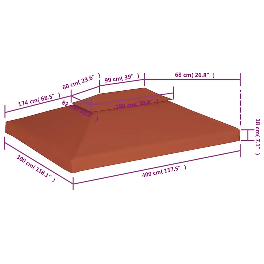 Double Gazebo Roof Cover 310 g/m² 4x3 m Terracotta - 6