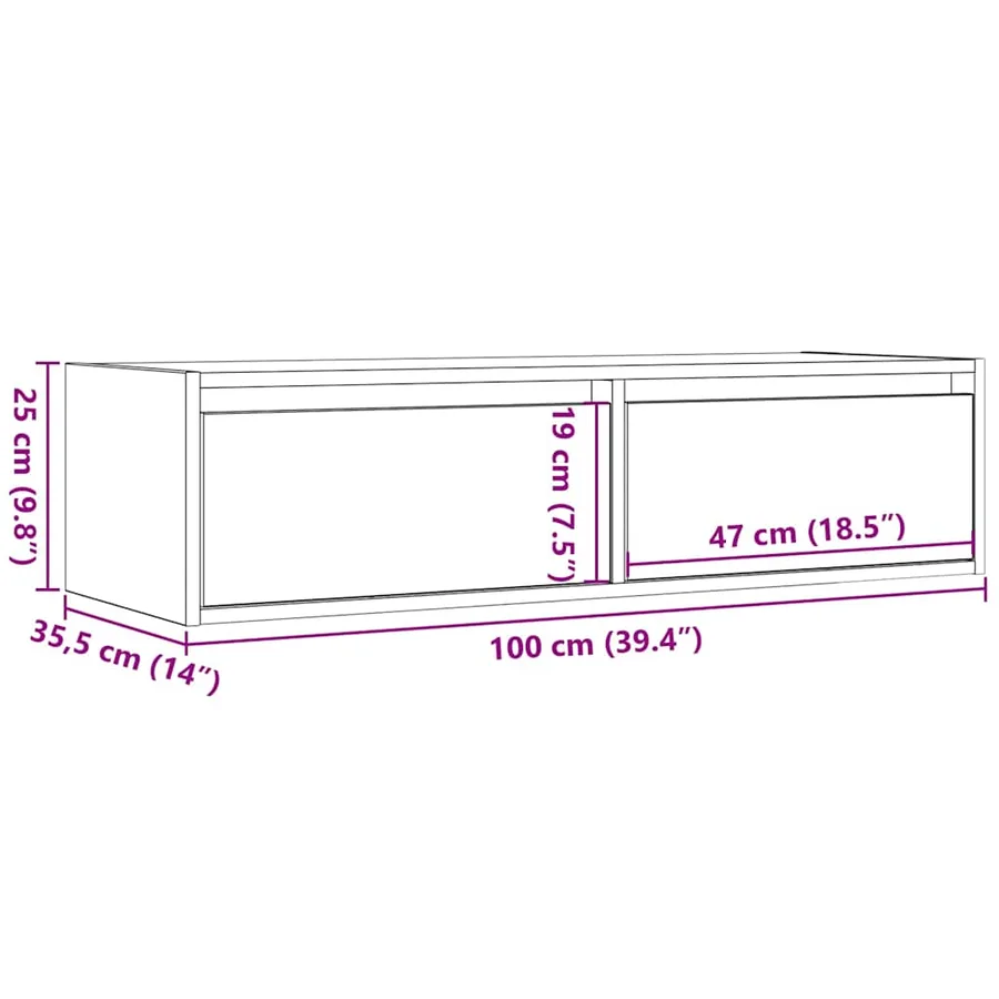 Meuble TV avec lumières LED chêne sonoma 100X35,5x25 cm - 14