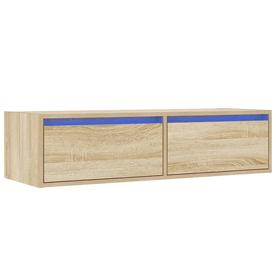 Meuble TV avec lumières LED chêne sonoma 100X35,5x25 cm - 3