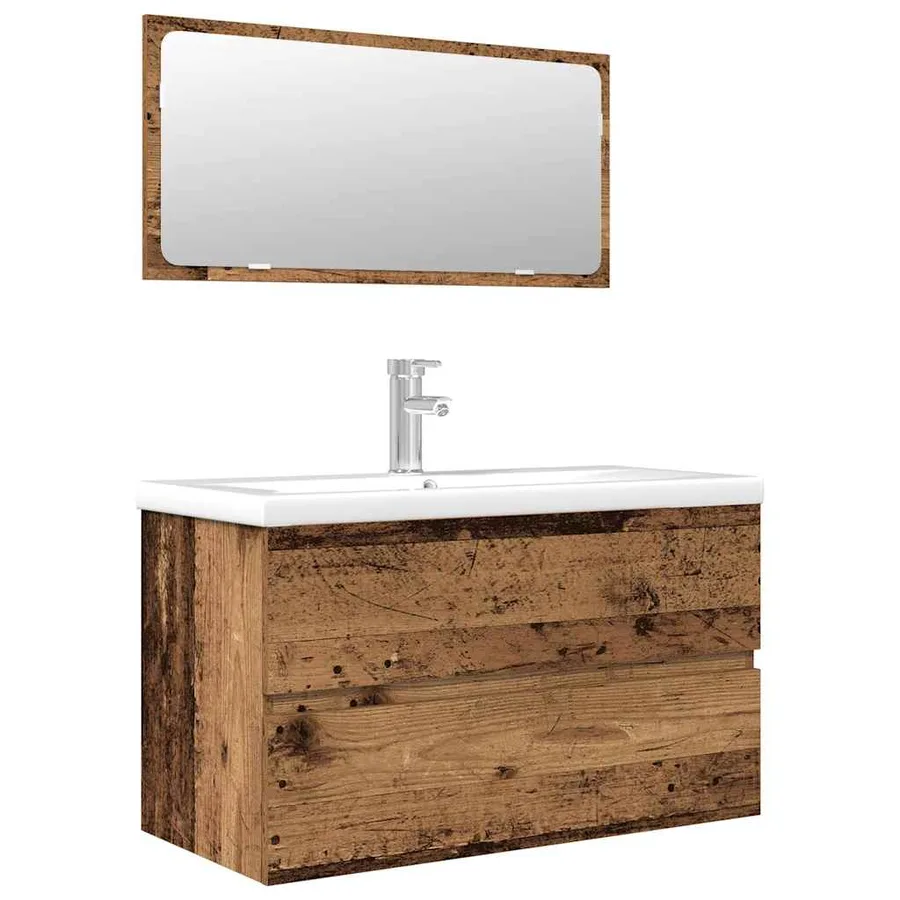 Ensemble de meubles salle de bain 3 pcs bois d'ingénierie - 2