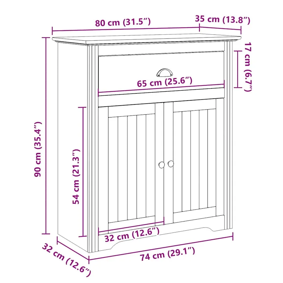 Armoire de couloir BODO blanc 80x35x90 cm - 9