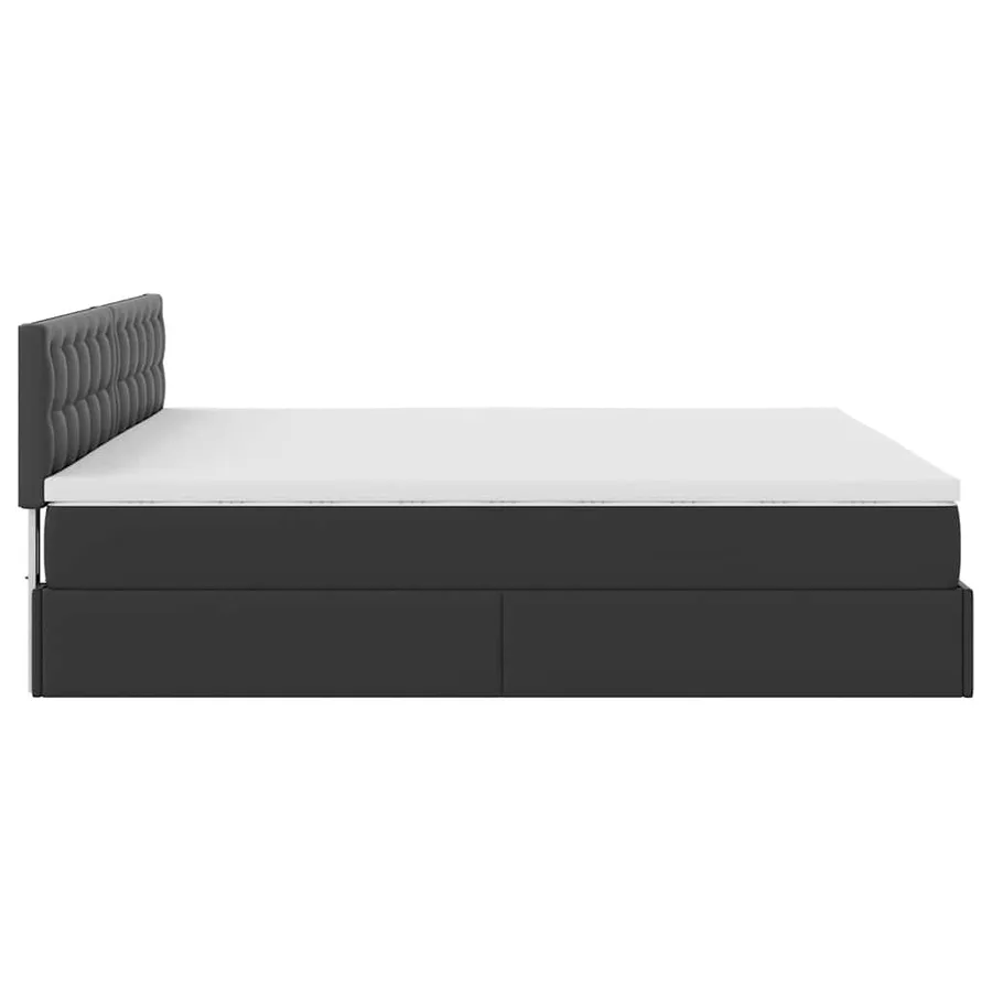 Cadre de lit ottoman avec matelas noir 200x200 cm similicuir - 9