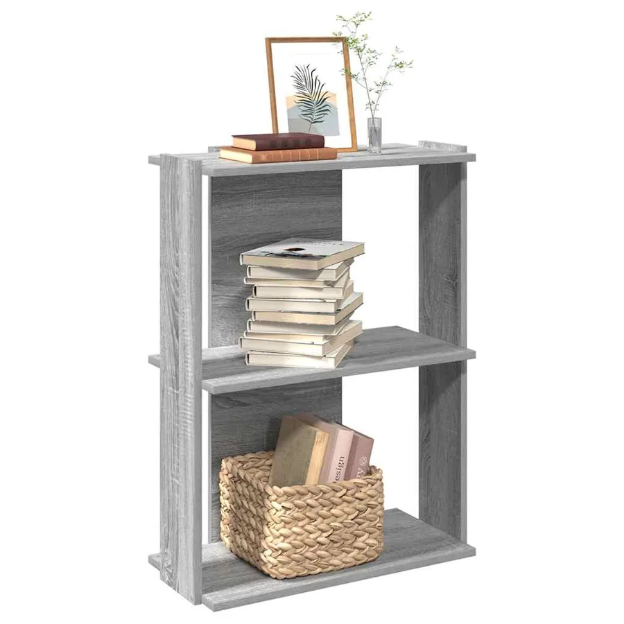 Bibliothèque 3 niveaux sonoma gris 60x30x80cm bois d'ingénierie