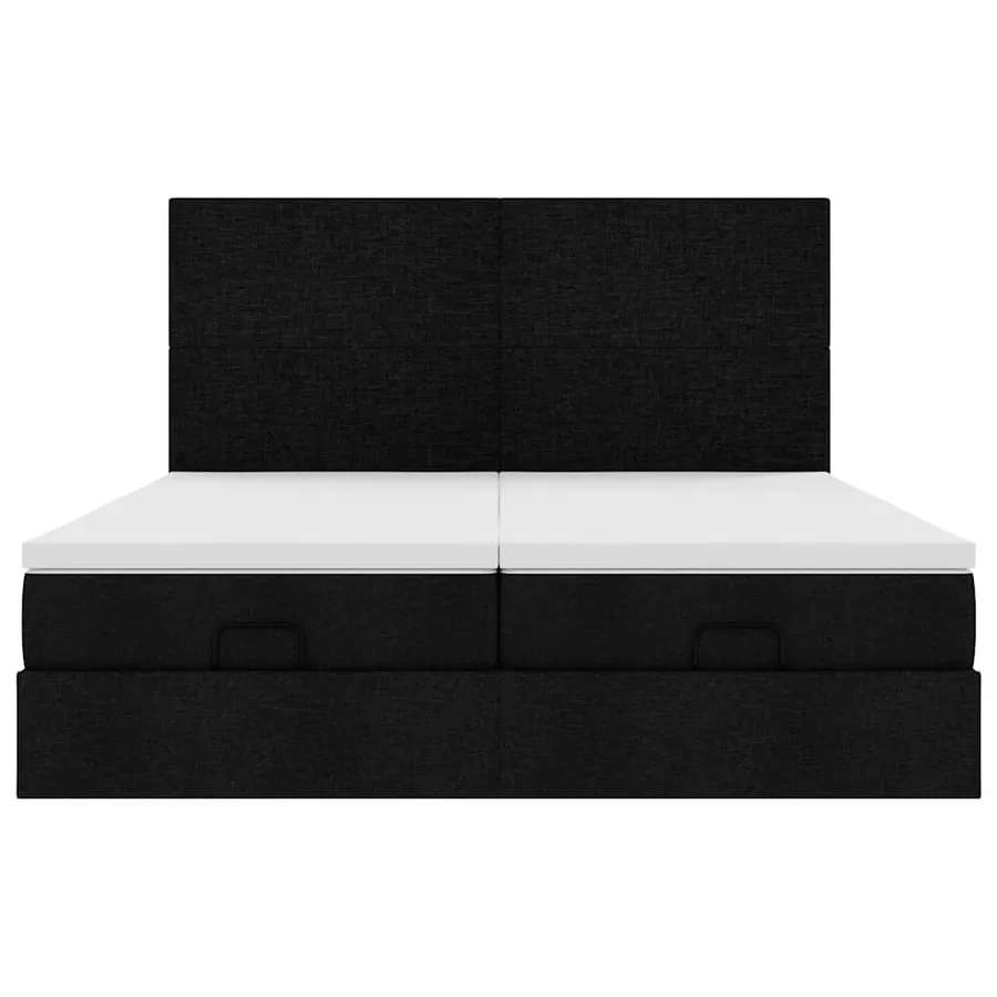 Cadre de lit ottoman avec matelas noir 160x200 cm tissu - 7