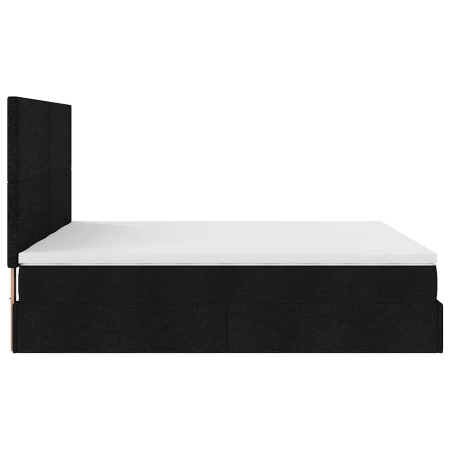 Cadre de lit ottoman avec matelas noir 160x200 cm tissu - 8