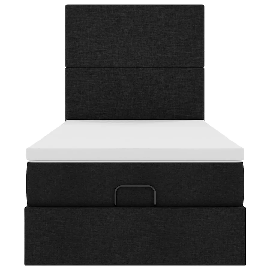 Cadre de lit ottoman avec matelas noir 80x200 cm tissu - 7
