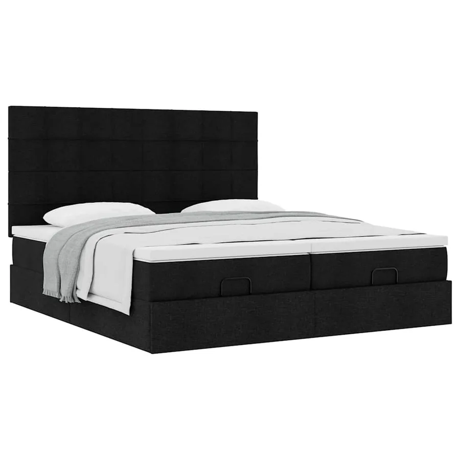 Cadre de lit ottoman avec matelas noir 160x200 cm tissu - 5