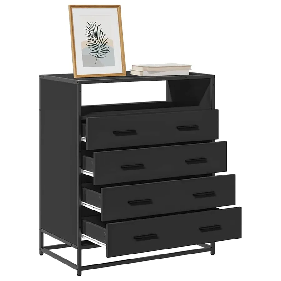 Commode noir 70x41x83,5 cm bois d'ingénierie