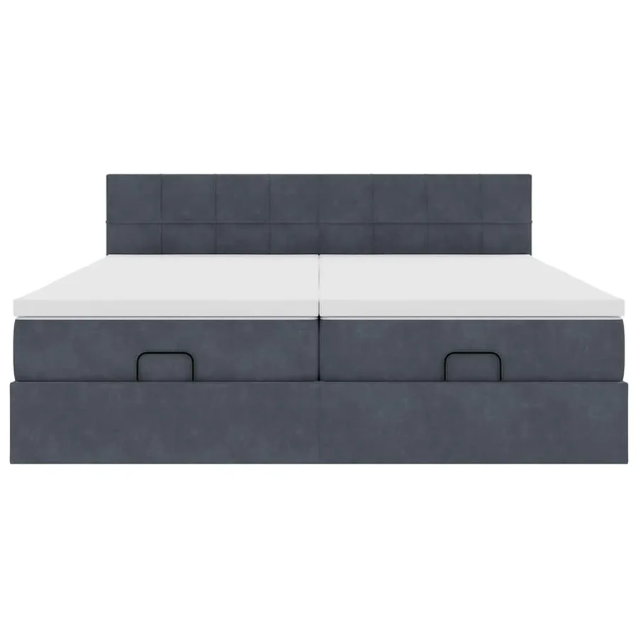 Cadre de lit ottoman avec matelas gris foncé 180x200cm velours - 8