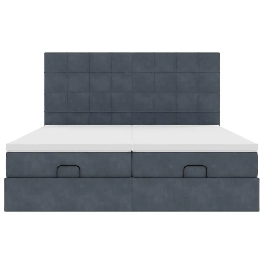 Cadre de lit ottoman avec matelas gris foncé 180x200cm velours - 8