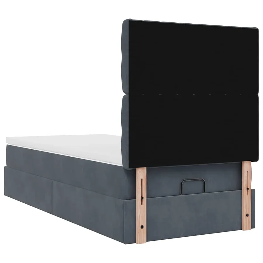 Cadre de lit ottoman et matelas gris foncé 90x200 cm velours - 10