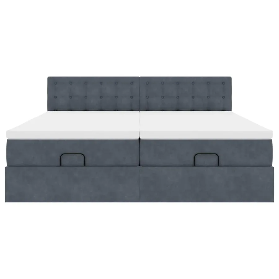 Cadre de lit ottoman avec matelas gris foncé 180x200cm velours - 7