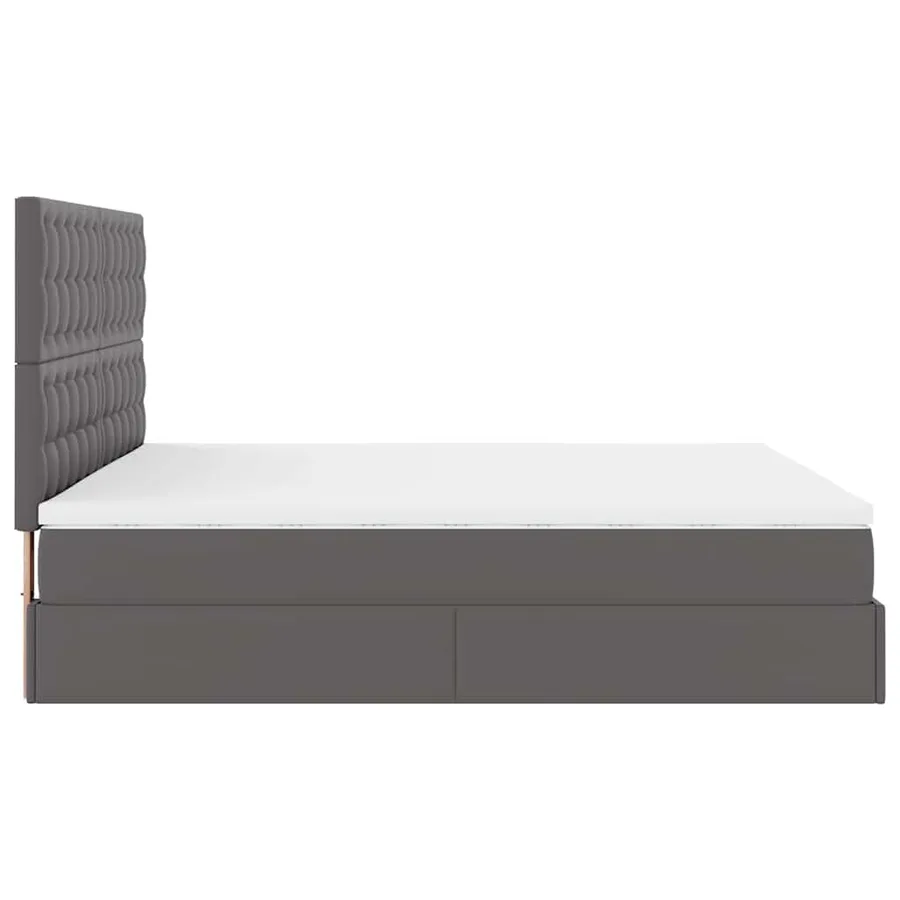 Cadre de lit ottoman avec matelas gris 180x200 cm similicuir - 10