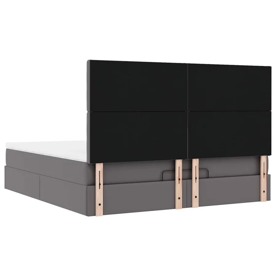 Cadre de lit ottoman avec matelas gris 180x200 cm similicuir - 11