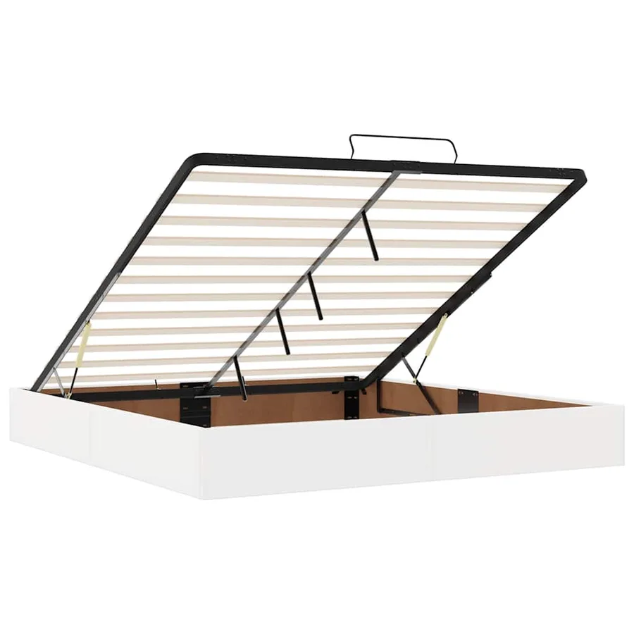 Cadre de lit ottoman avec matelas blanc 200x200 cm similicuir - 11