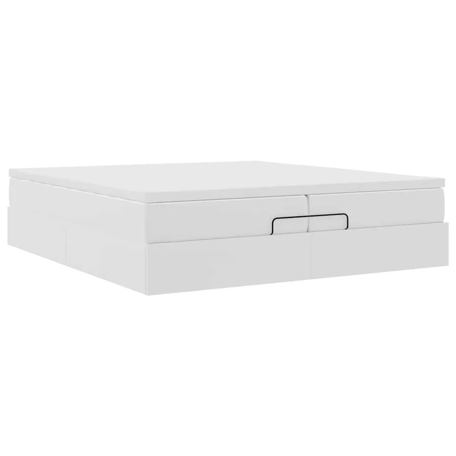 Cadre de lit ottoman avec matelas blanc 200x200 cm similicuir - 6