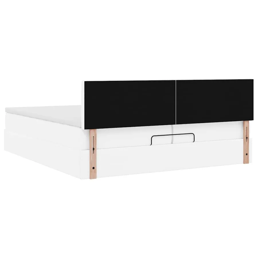 Cadre de lit ottoman avec matelas blanc 200x200 cm similicuir - 11