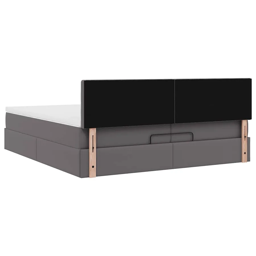 Cadre de lit ottoman avec matelas gris 200x200 cm similicuir - 11
