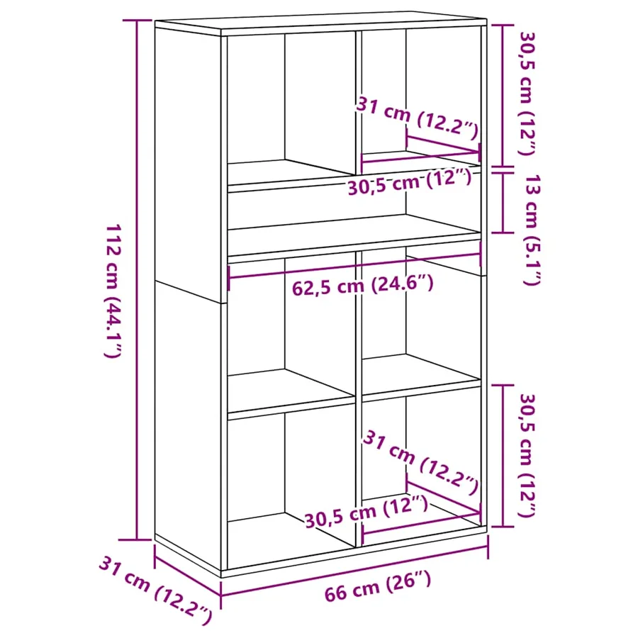 Bibliothèque chêne marron 66x31x112 cm bois d'ingénierie - 9