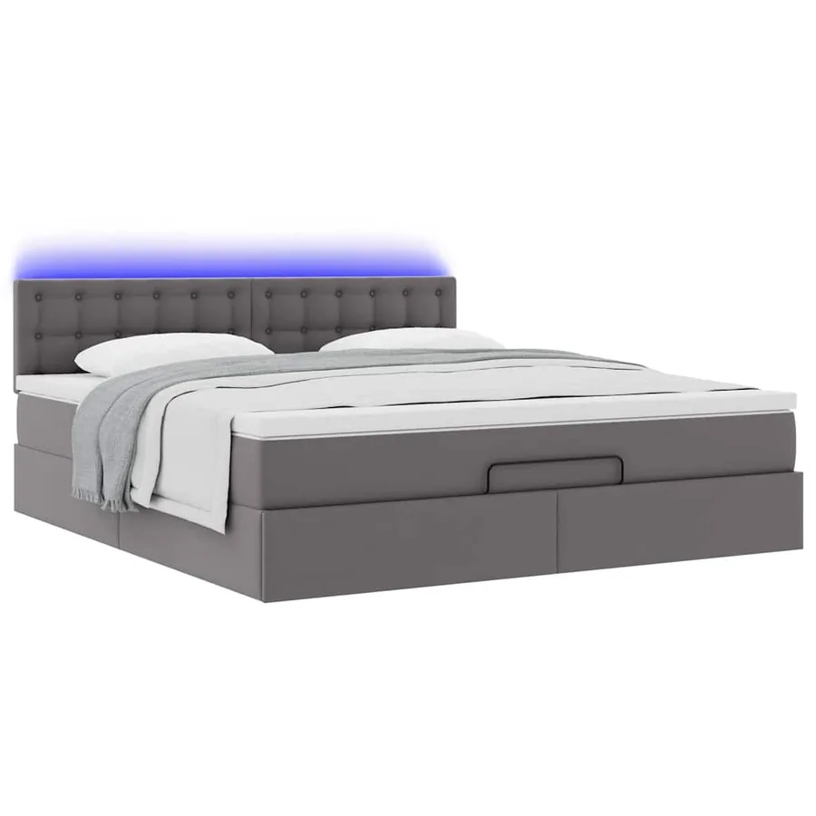 Lit ottoman avec matelas & LED Gris 180x200cm similicuir - 6