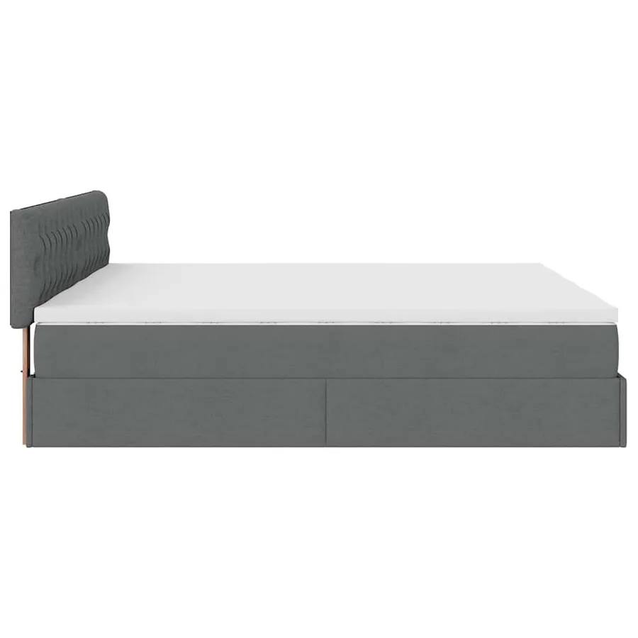 Cadre de lit ottoman avec matelas gris foncé 160x200cm tissu - 10
